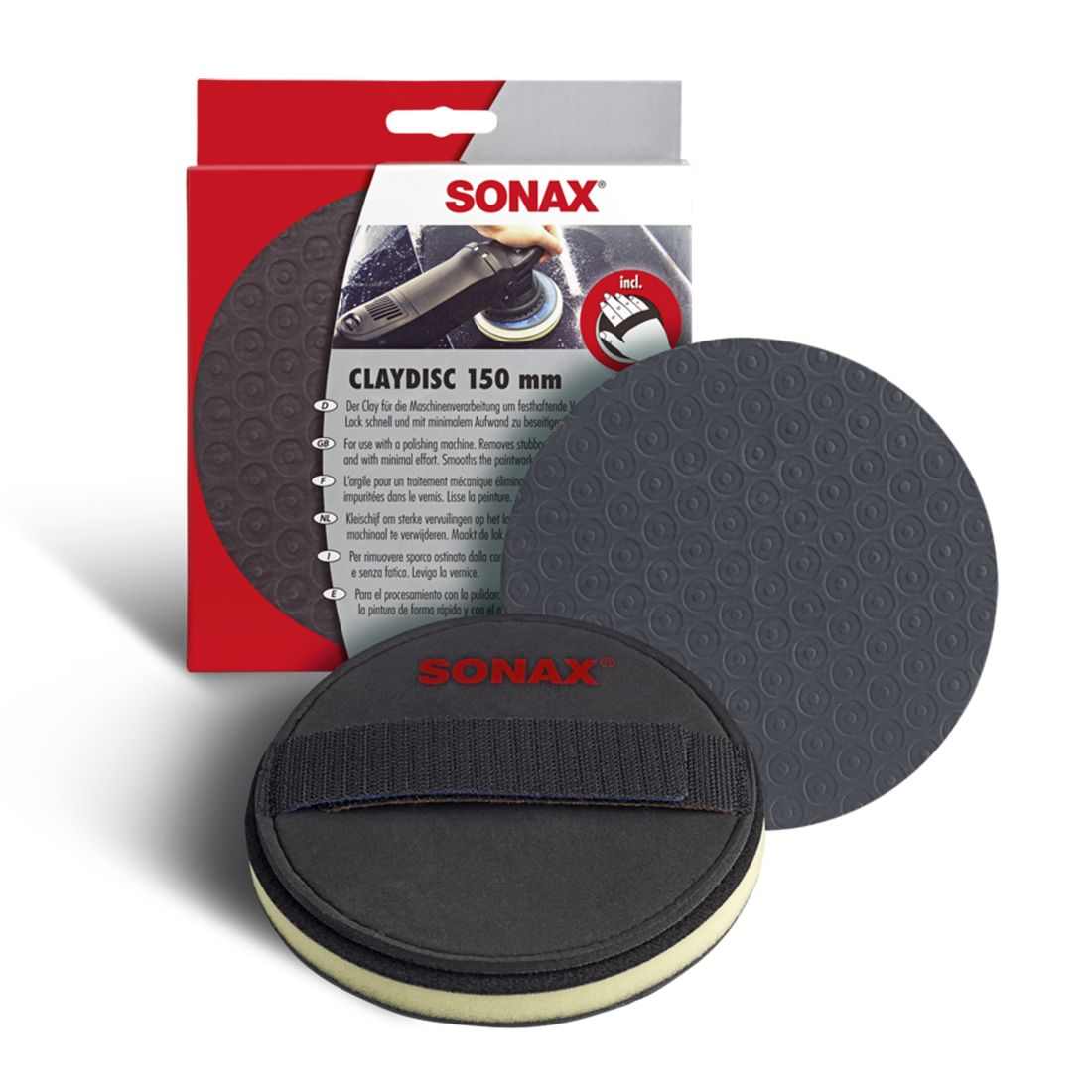 SONAX Clay Disc 150mm w Hook & Loom Velcro