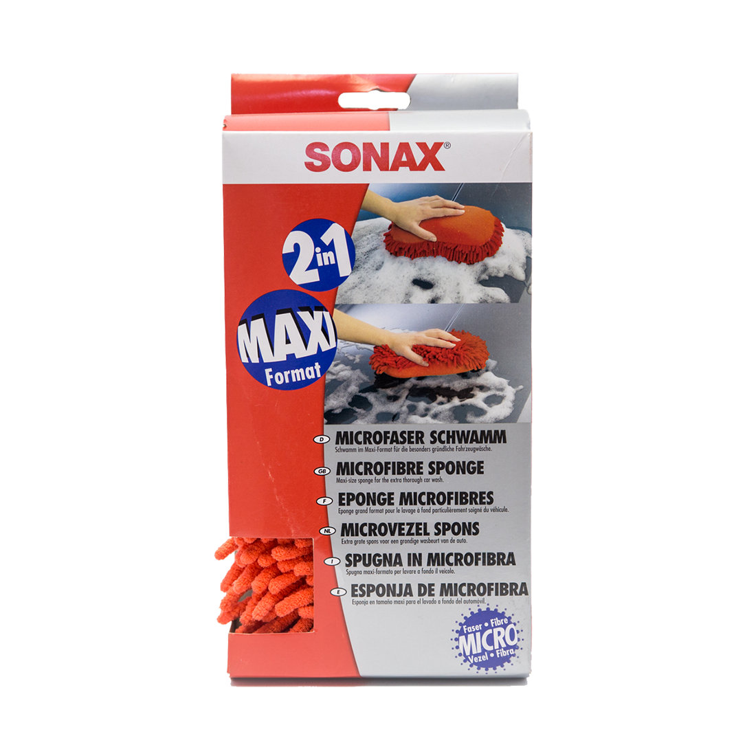 SONAX Microfibre Car Wash Sponge - Red